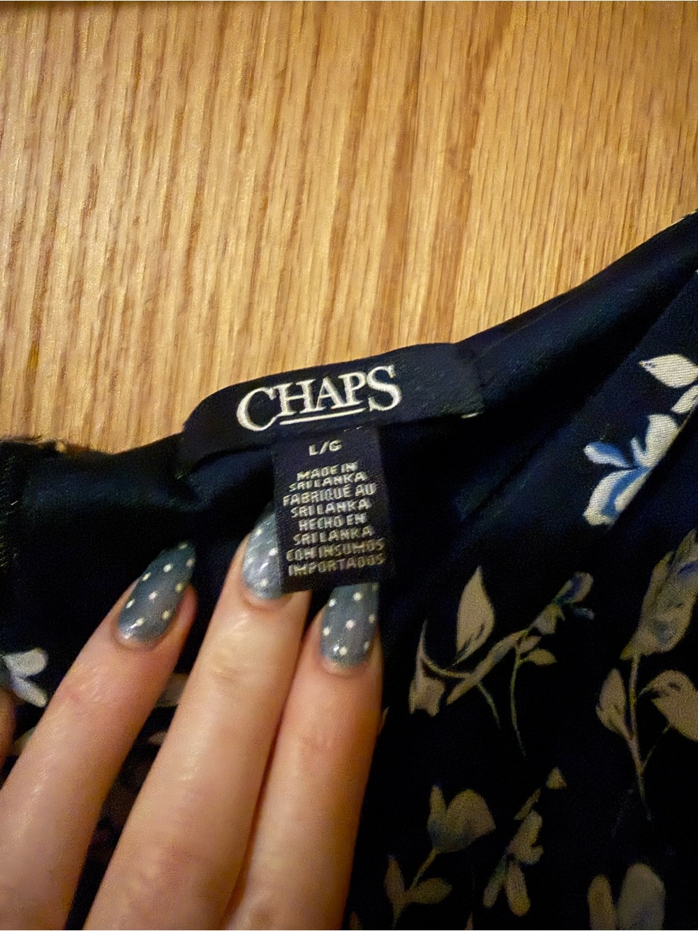 Chaps Navy Blue Floral Dress - Picture 2 of 5